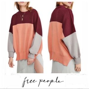 FREE PEOPLE Peach Combo Easy Street Sweater S